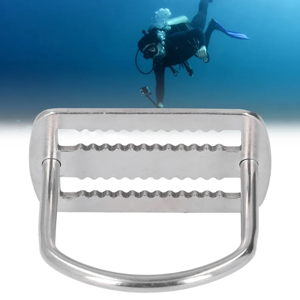 2PCS 316 Stainless Steel D Ring Webbing Harness Belt Retainer D Ring Diving Buckle D Ring Belt Slide Keeper Stopper