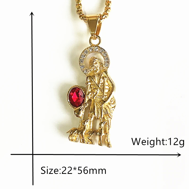 Elegant Simple 316L stainless steel Jesus shepherd Seris Pure Gold Color Plated Necklace Pendant for Women Man Christmas Jewelry