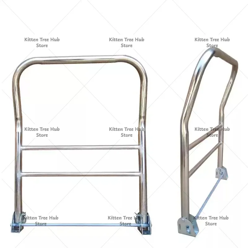 Stainless Steel Folding Flatbed Hand Cart With Thickened Movable Armrest Heavy Load Transport Tool For Household Cargo Accessory