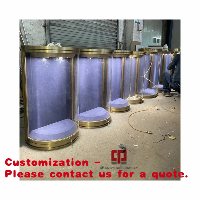 

Customize.Custom Jewelry Showcases Wall Mounted Round Glass Jewelry Display Luxury Jewellery Shop Metal Jewelry Counter