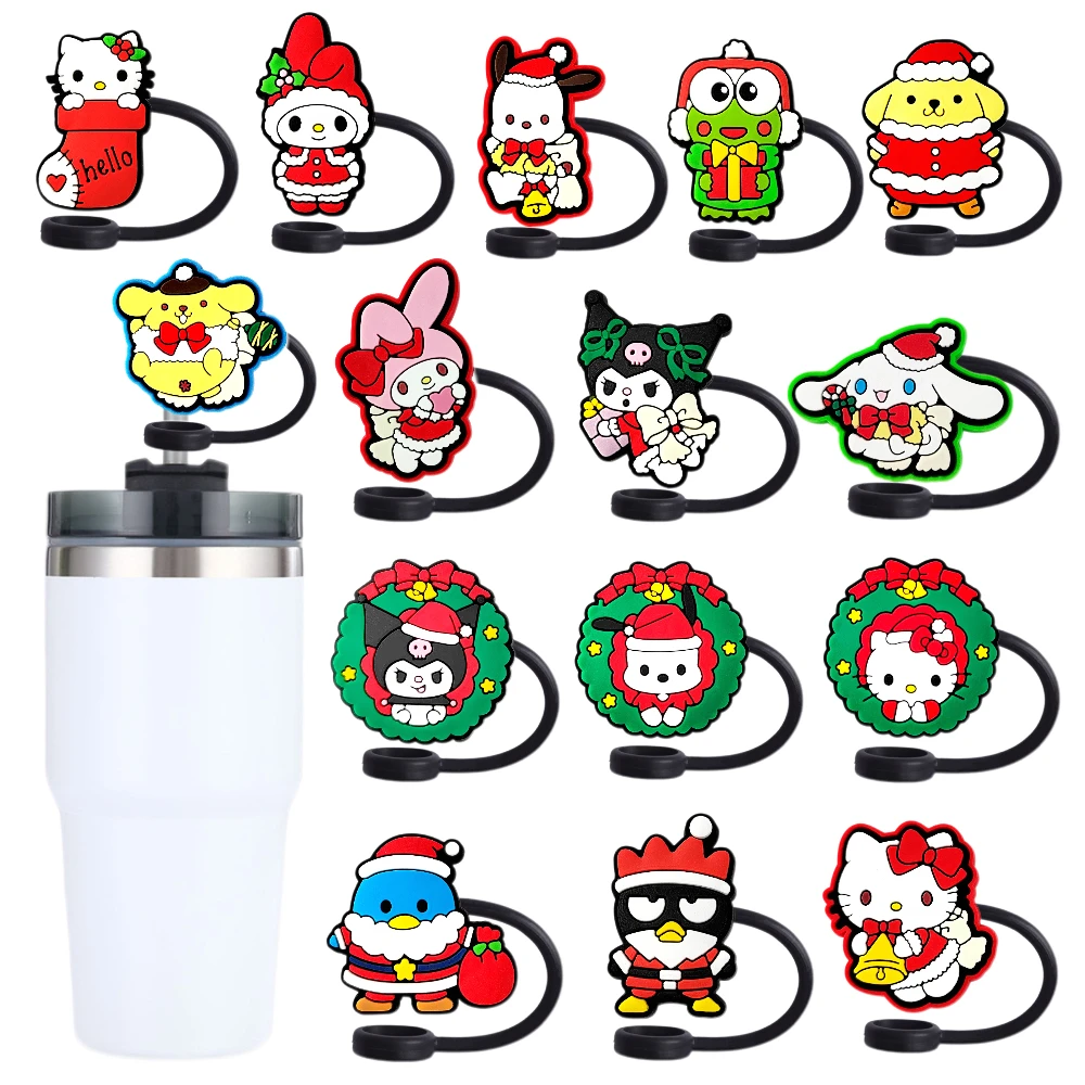 MINISO Sanrio series Straw Cover Cap 10MM Drink Straw Plug Reusable Splash Proof Fit Cup Accessories Straw Cap Charms Pendant