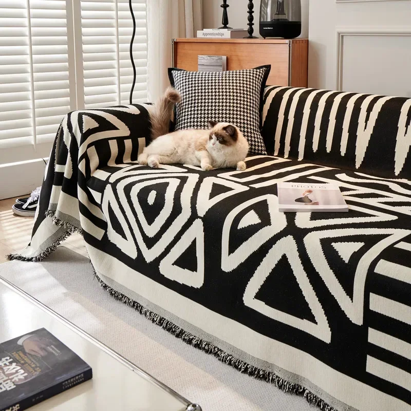 Bohemia Sofa Blanket Chenille Fabric Sofa Covers Four Seasons Universal Tassel Throw Blankets Anti-cat Scratch Protector