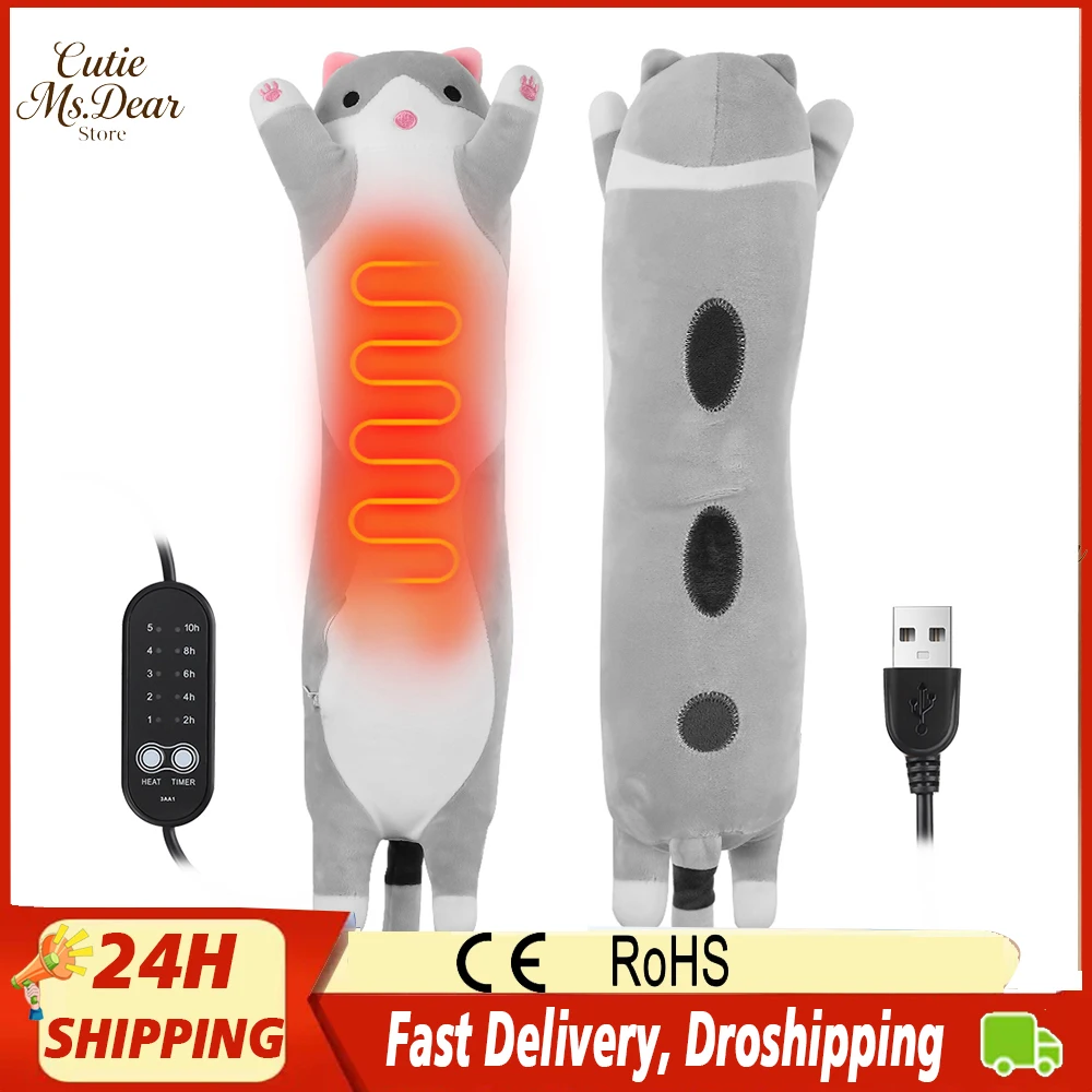 

USB Lovely Cat Electric Heating Pad for Period Cramps Menstrual Pain Relief Hot Compress Colic Period Neck Shoulder Pain Relief