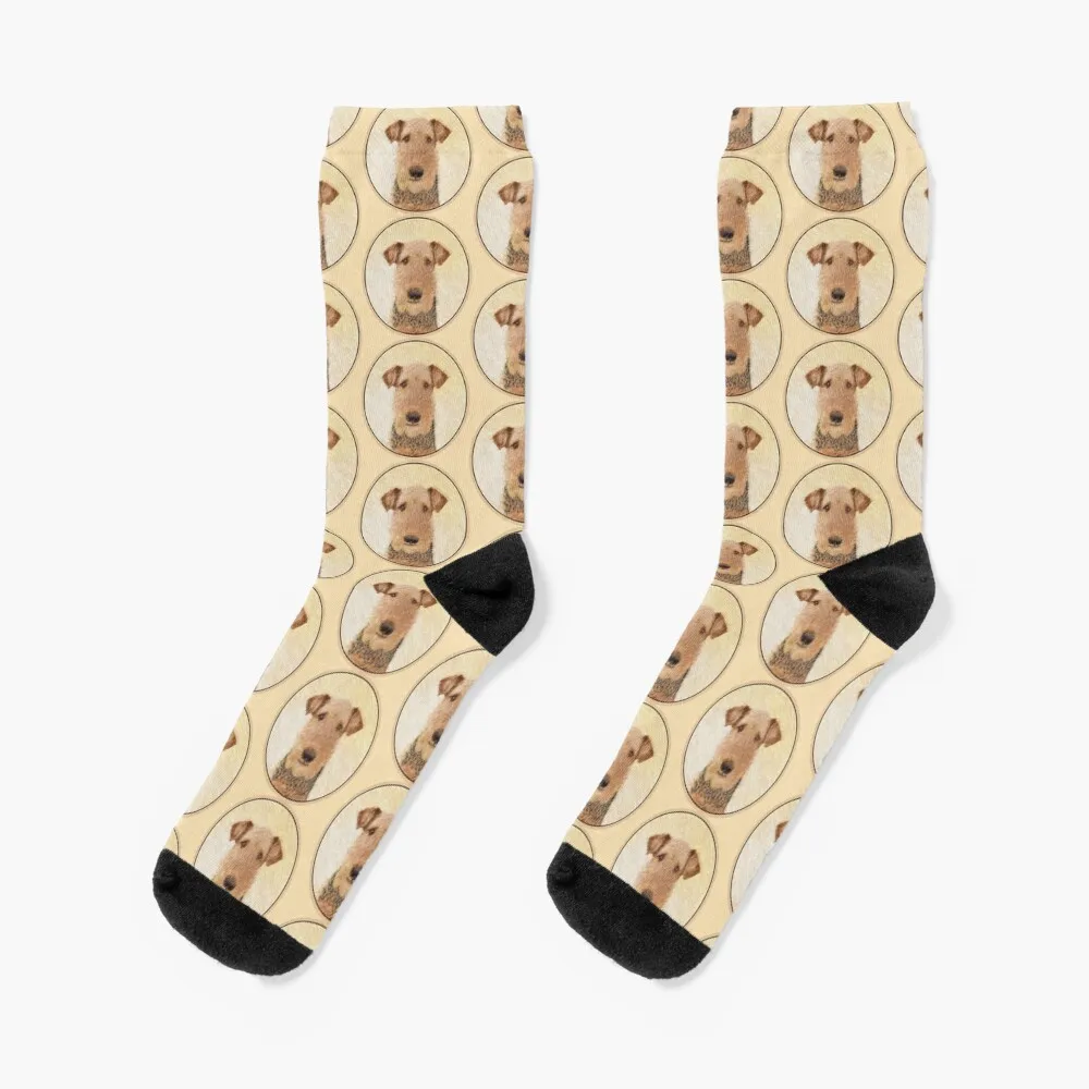 Airedale Terrier-calcetines de fútbol antideslizantes para hombre y mujer, Medias móviles