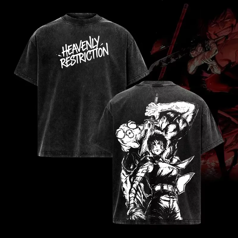 Jujutsu Kaisen Fushiguro Toji Anime bedrucktes T-Shirt für Herren und Damen, gewaschenes T-Shirt, hochwertiges Vintage-Baumwoll-T-Shirt