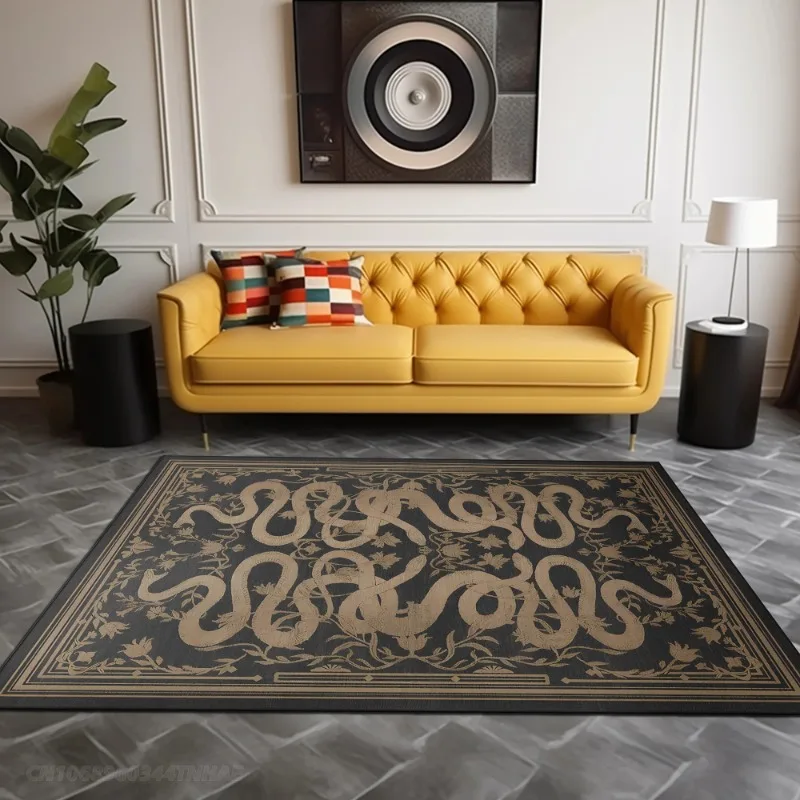French Retro Style Creative Snake Living Room Carpet Floral Pattern Kitchen Corridor Bedroom Rug Home Decor Easy Care Sofa Rugs