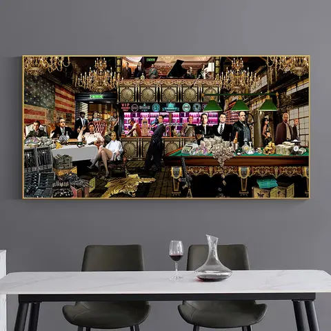 Peinture sur toile du film classique Rick Party, le loup de Wall Street, le parrain planchers face, affiche d'art Pulp Fiction, décoration murale pour la maison