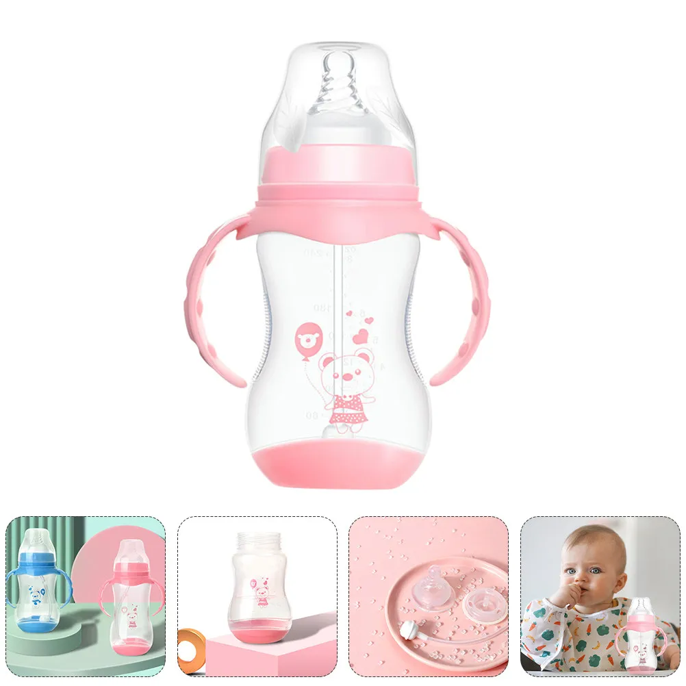 

1Pcs 240Ml Temperature-Sensitive Color-Changing Baby Milk Bottle with Double Handles Cartoon Design Safe PP
