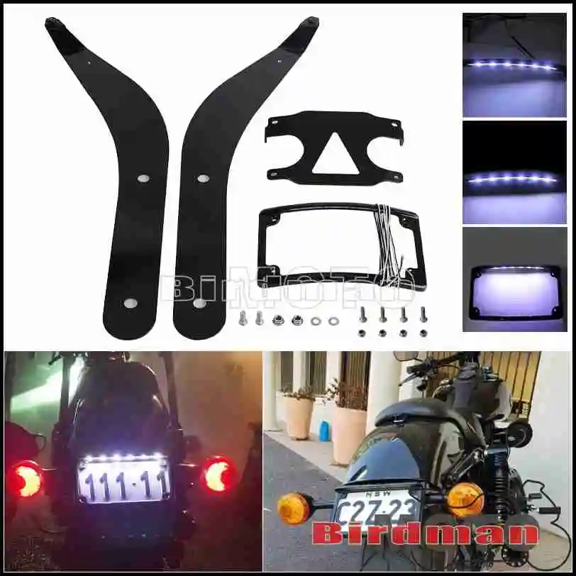 

Curved License Plate Mount Relocation Bracket With LED Frame For Harley M8 Softail Low Rider S ST FXLRS FXLRST 2020 21 22 23 24