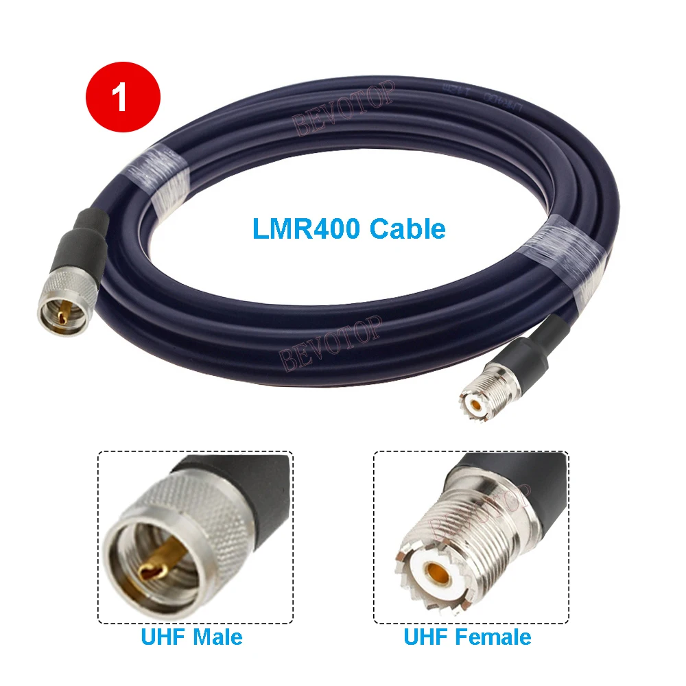LMR400 Cable 50Ohm 50-7 PL259 UHF Male to SO239 UHF Female Pigtail Jumper Ham Radio Antenna Extension Cord RF Coaxial Connector