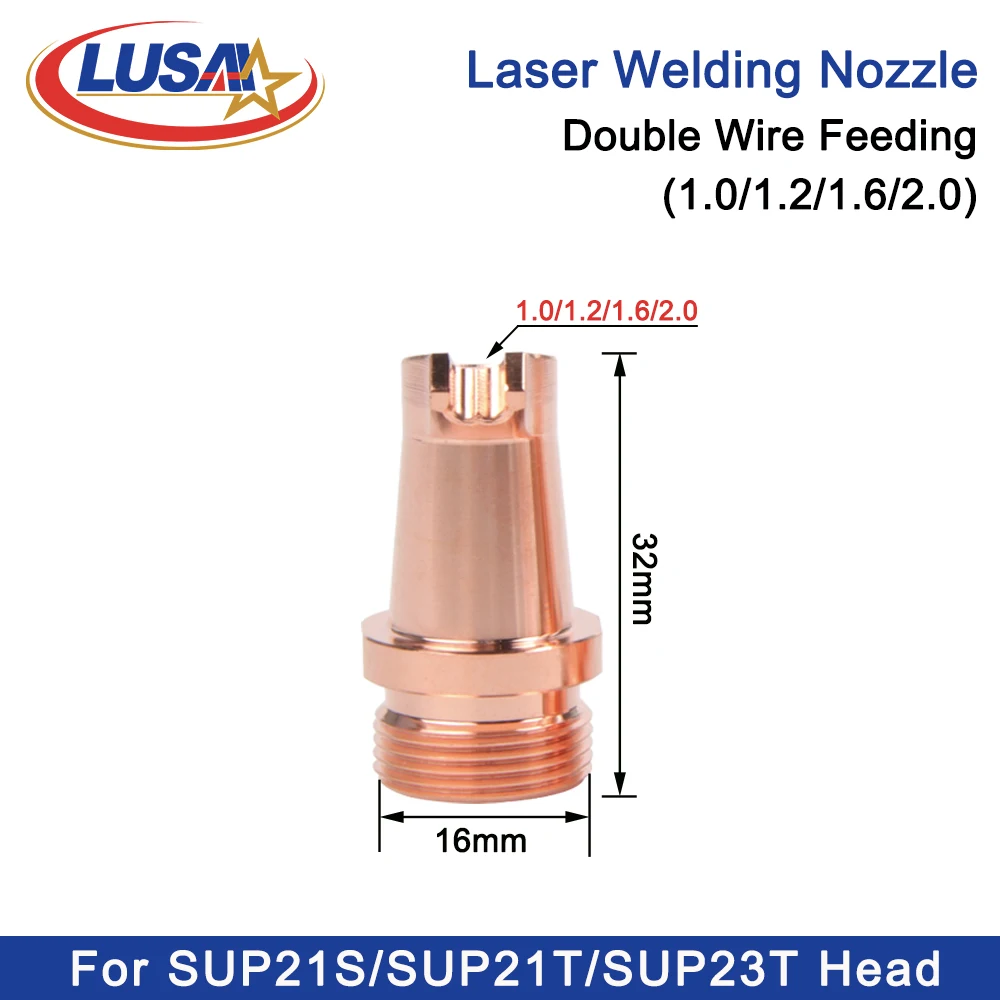 LUSAI 10Pcs/Lot CQWY M16x1.25mm Double Wires Feeding Nozzle For SUP21S SUP21T SUP23T Handheld Laser Welding Head Nozzles