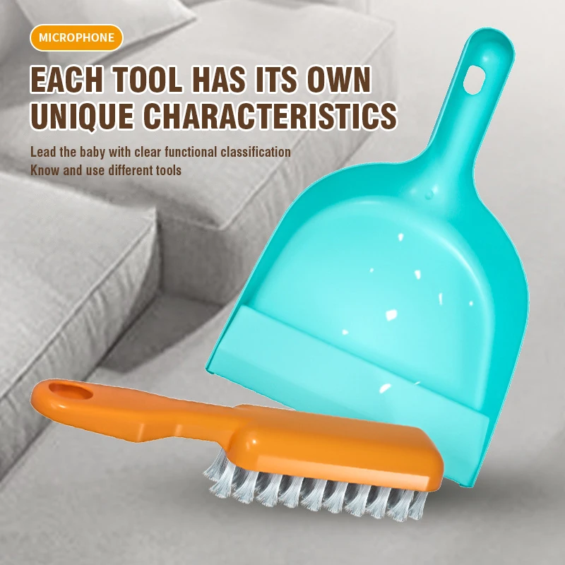 11Pcs Children's Vacuum Cleaner Set Pretend Play Housekeeping Tools Toy Simulated Brooms Mops Boys Girls Role Play Cleaning Toys