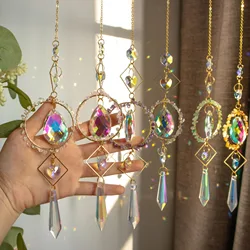 Natural Gravel Circle Sun Catcher K9 Crystal Outdoor Garden Decoration Suncatcher Home Hanging Decoration Xmas Ornament Gift