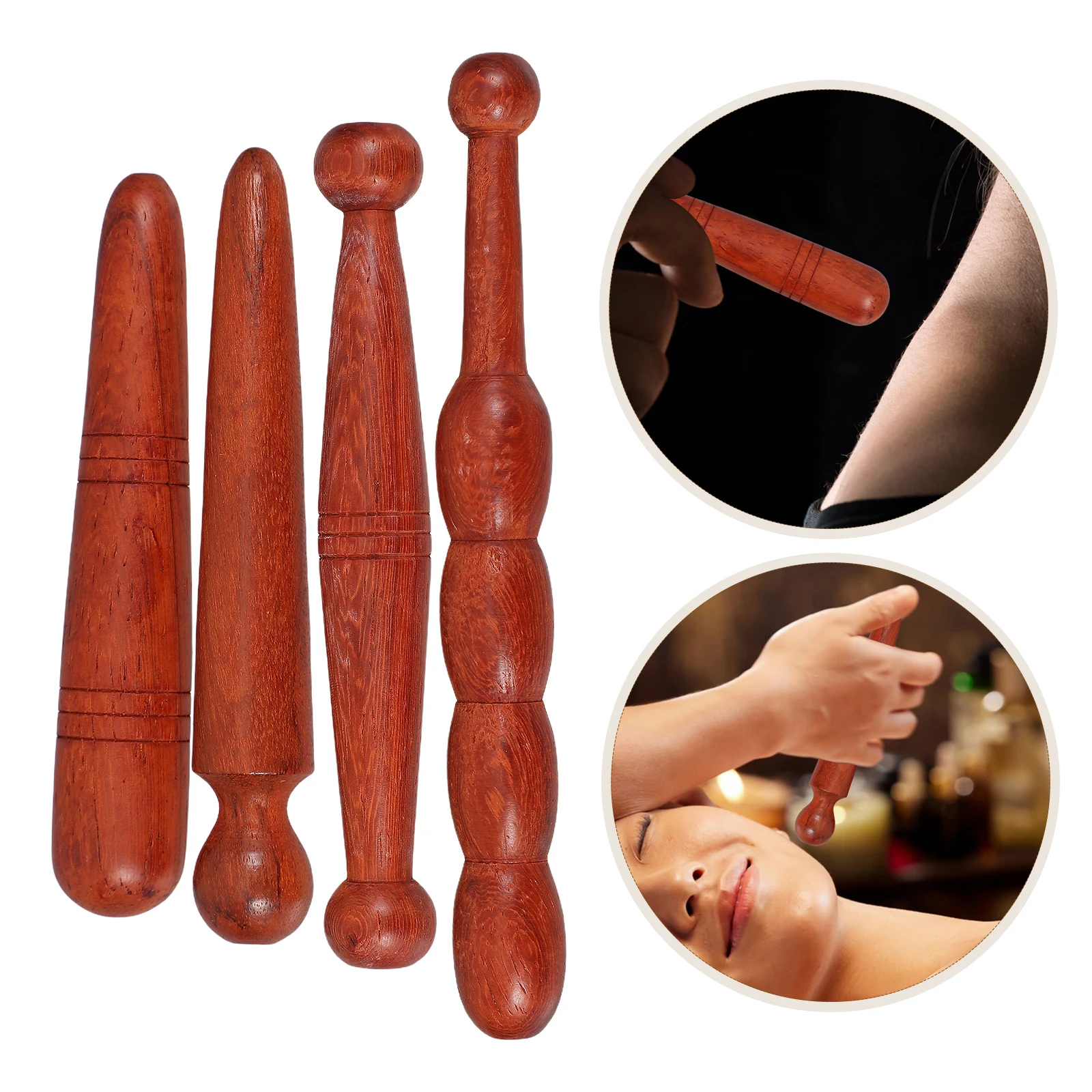 

4pcs Foot Massager Natural Wood Acupoint Stick Handheld Sole Reflexology Tool for Neck Shoulder Back Massage Promote Blood