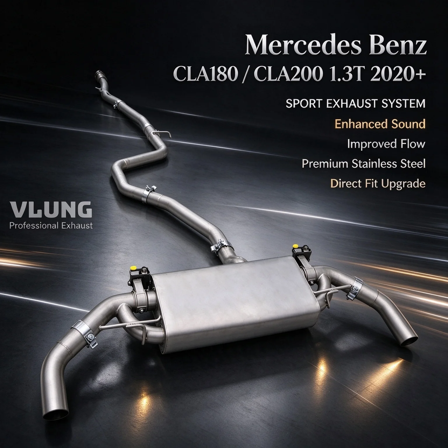 Valvetronic Exhaust Catback System for Mercedes Benz GLA180 GLA200 GLB180 GLB200 1.3T 2020+ Stainless Steel Electronic Valve Hig