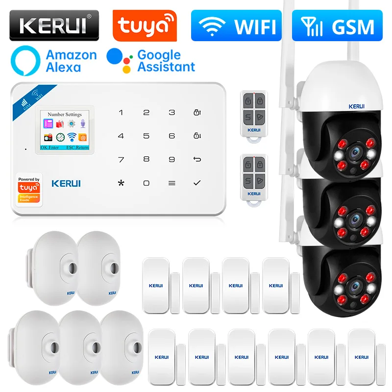 KERUI W181 WIFI GSM Alarm System Kit with Door/Window Sensor for Home Security Support Alexa Tuya Smart APP Remote Control