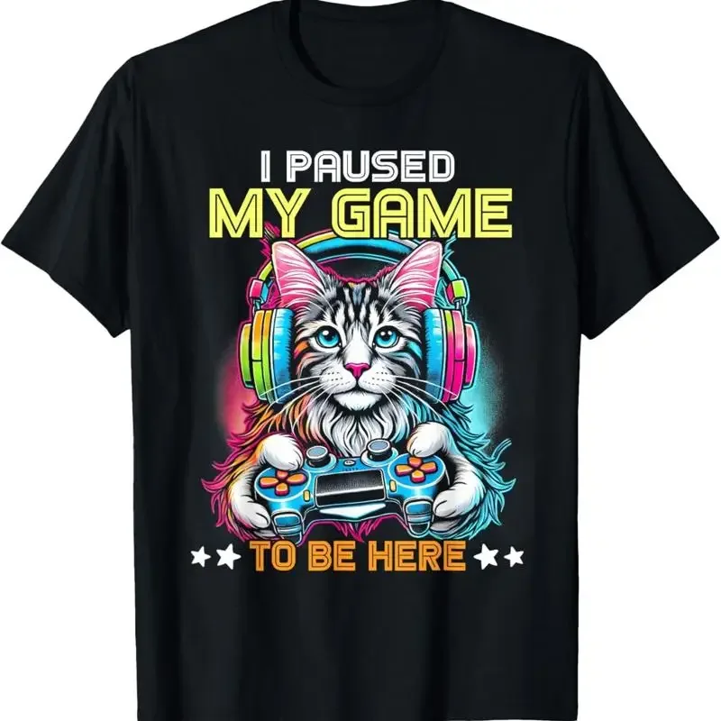 Maine Coon Cat Funny Video Game I Paused My To Be Here T Shirt