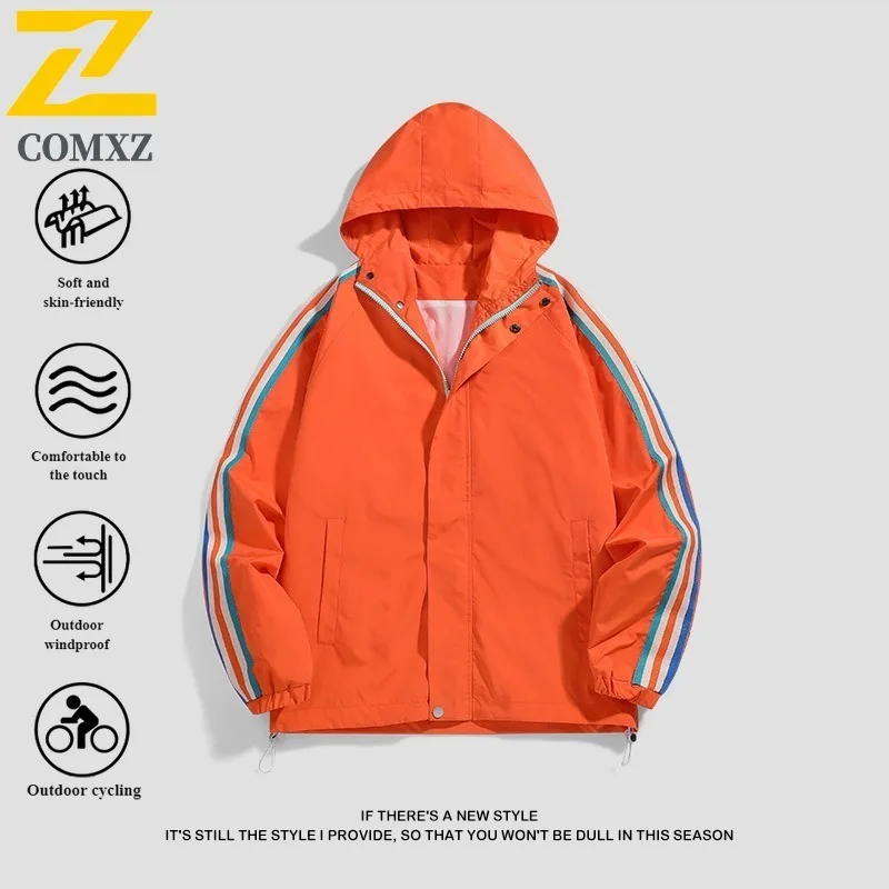 سترة واقية بغطاء للرأس للرجال، سترة واقية خفيفة الوزن مقاومة للماء، فضفاضة تناسب طراز هونج كونج، سترة معطف ربيع الخريف #5