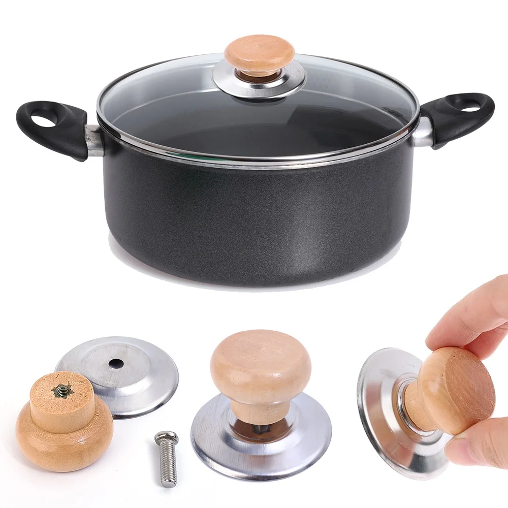 1/2pcs Pot Lid Handle Stainless Steel Anti Slip Heat Resistant Pot Lid Handle Compact Exquisite Home Kitchen Accessory