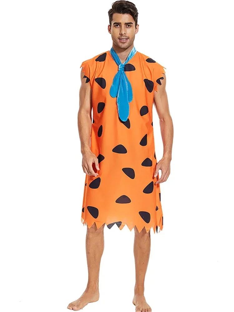 Fred Cosplay Anime Flintstones Costumes adulte enfant sauvage primitif Costume Orange Colthing carnaval fête Halloween