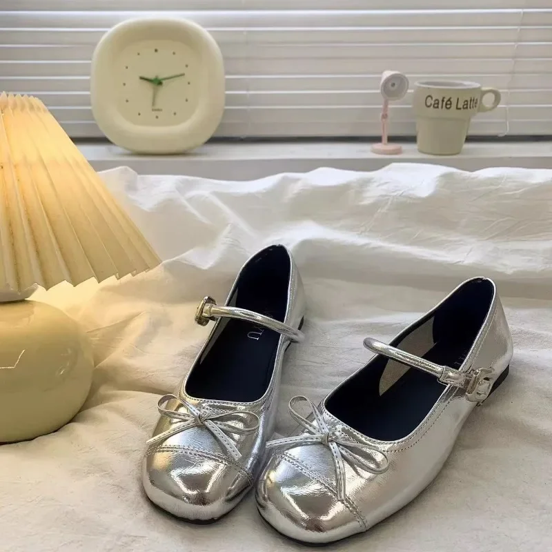 

Spring Autumn Girl Mary Jane Shoes with Bowknot New Kids Causal Leather Shoes Wedding Party Versatile Children's Ballet Flats