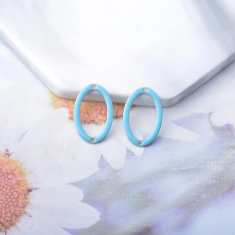 20 Stück ovalförmige Verbindungs-Emaille-Anhänger aus Kupfer mit Öltropfen-Effekt, Zweiloch-Ohranhänger, DIY-Schmuck, Ohrringe, Halsketten-Zubehör – Detail 3