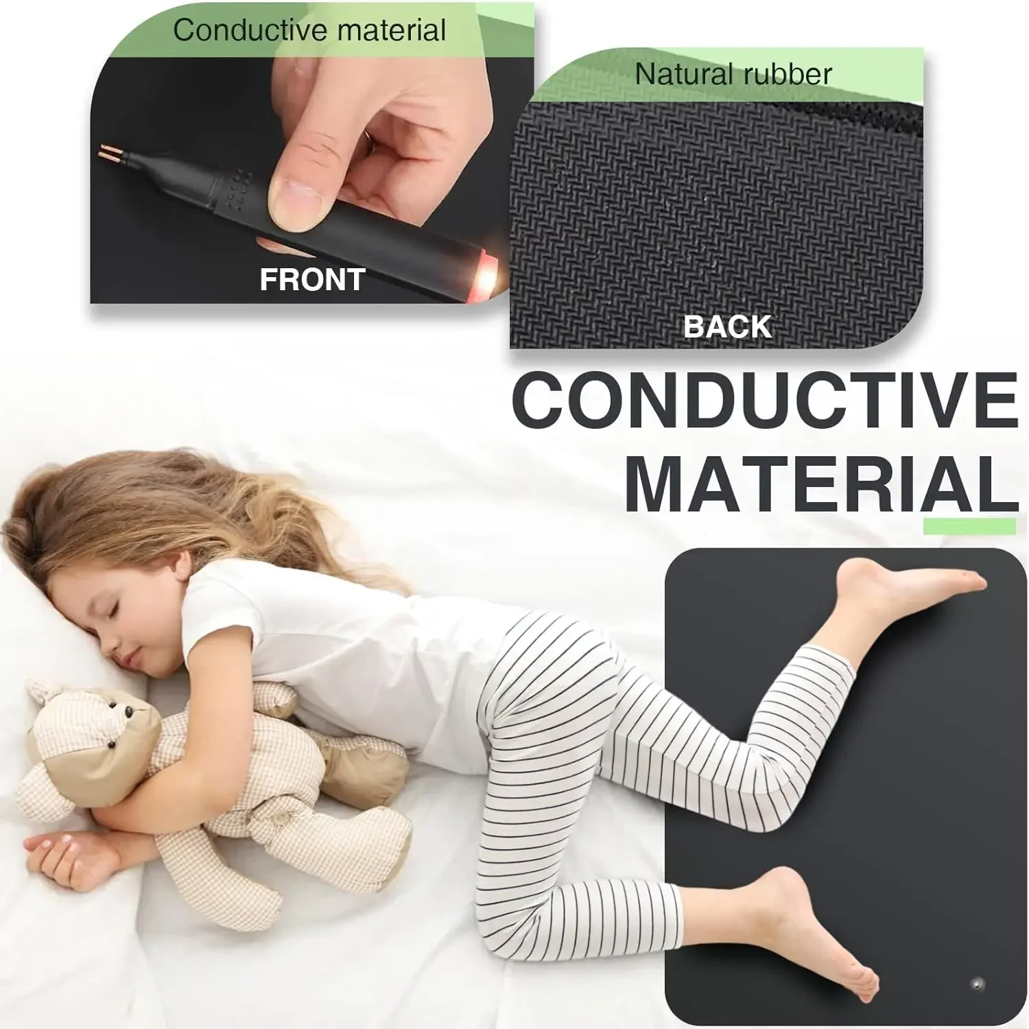 Grounding Mat for Feet 40x60cm (16"x24") - Earthing Mat with Conductive Cord to Reduce Stress, Improve Sleep & Boost Energy, Des view 5