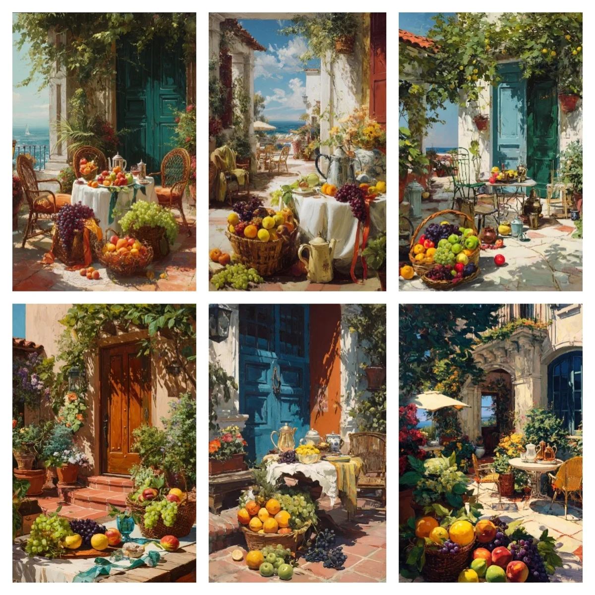 

Фруктовая вечеринка по морю, цифровая картина маслом, набор «сделай сам», ручная роспись маслом, безрамная цифровая раскраска, украшение для дома