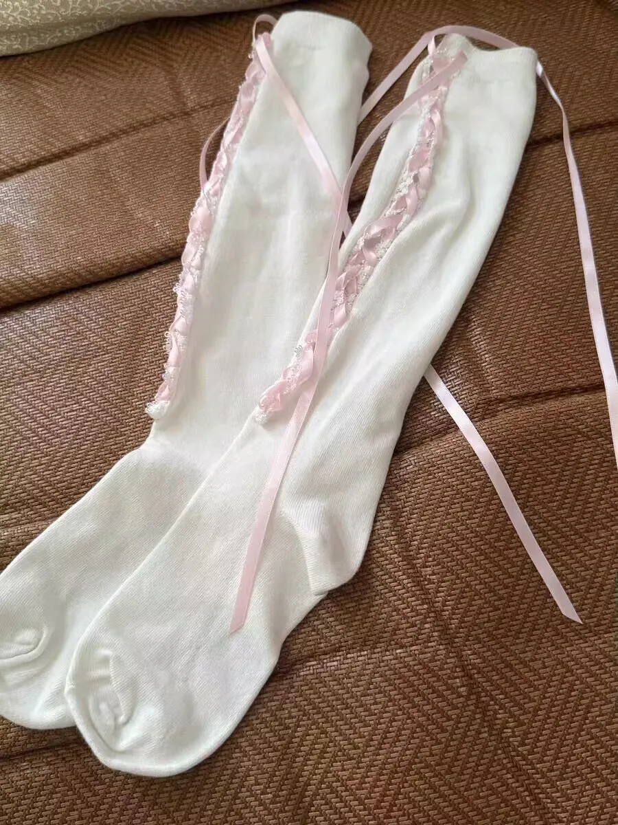 Lolita meias arco rendas plissado meias y2k menina meias femininas sobre o joelho meias uniforme bezerro estudante jk meias perna anel