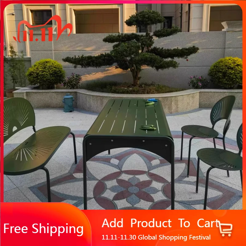 モダンなキャンプガーデンセットミニマリスト断面日焼け防止ホームステイパティオセット防水金属 Meble Ogrodowe 屋外家具