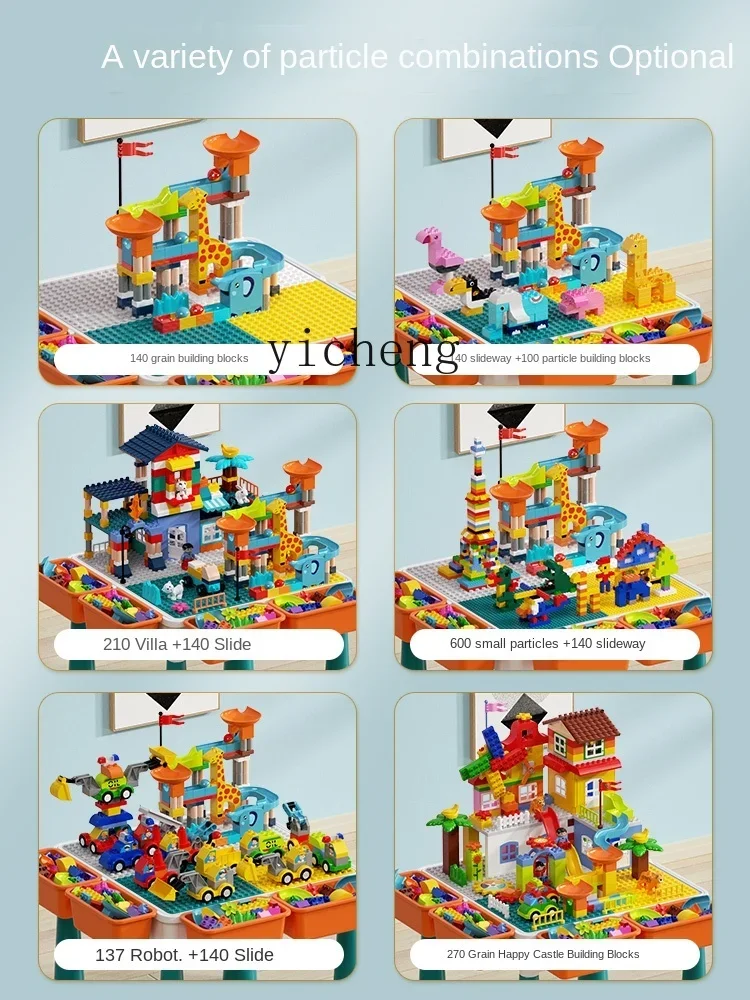 Stół do układania klocków dla dzieci XL, wielofunkcyjny stół do zabawy, stół i krzesło.