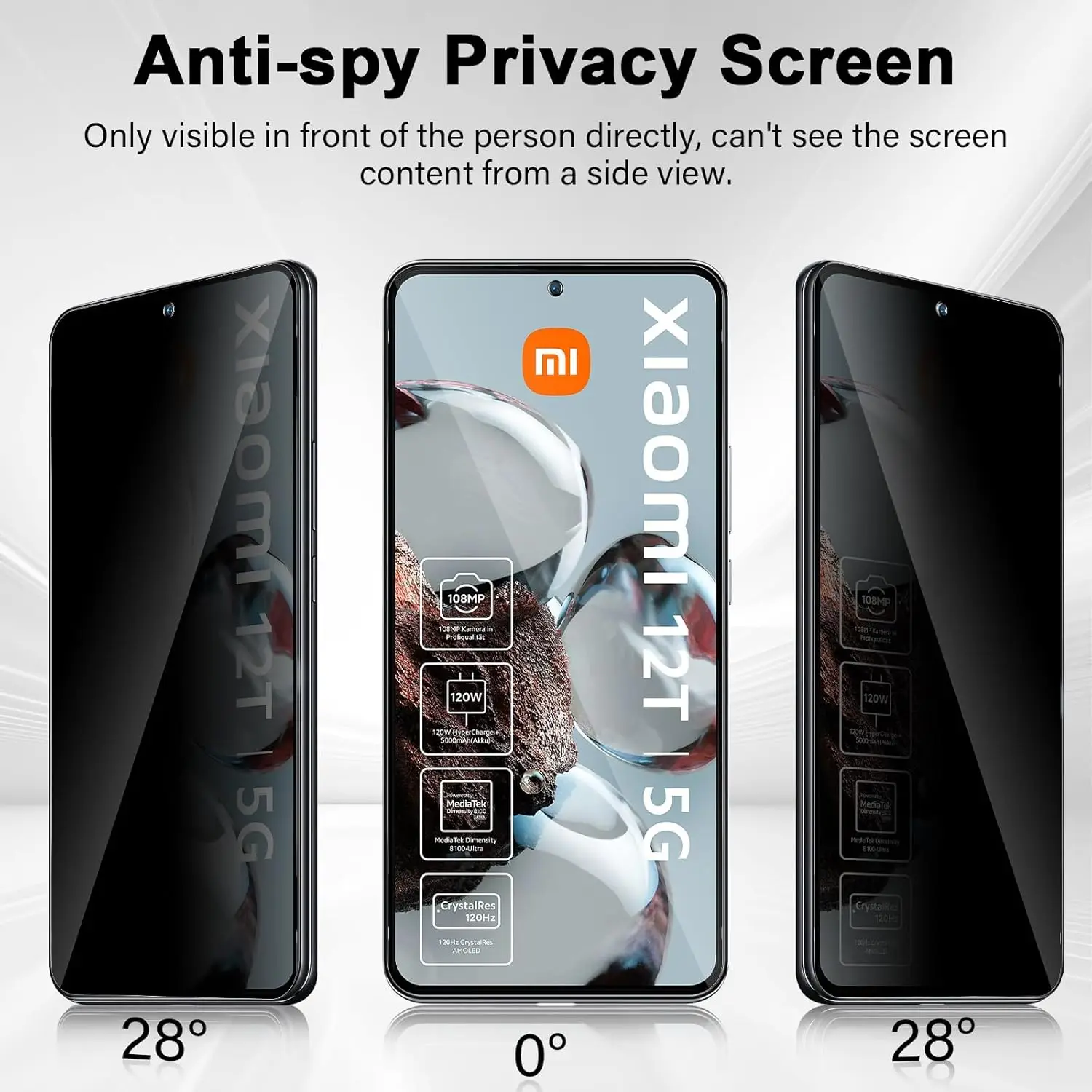 

Защитная пленка для экрана 9H для Xiaomi 12T/12T Pro 5G, закаленное стекло для защиты конфиденциальности, 2 шт.