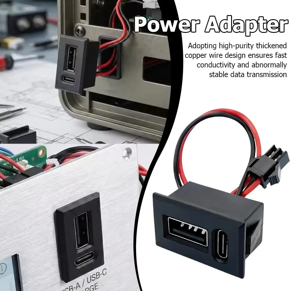 Car Dual Type C USB Socket Power Supply Seat Female Connector 20V 3A Fast Charging Port Adapter for Auto Truck Boat Motorcycle