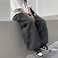 Fall Men's Wide Leg Harlan Jeans American Hip Hop Retro Workwear Trousers Casual Loose Fit Denim Pants Fashionable Brand