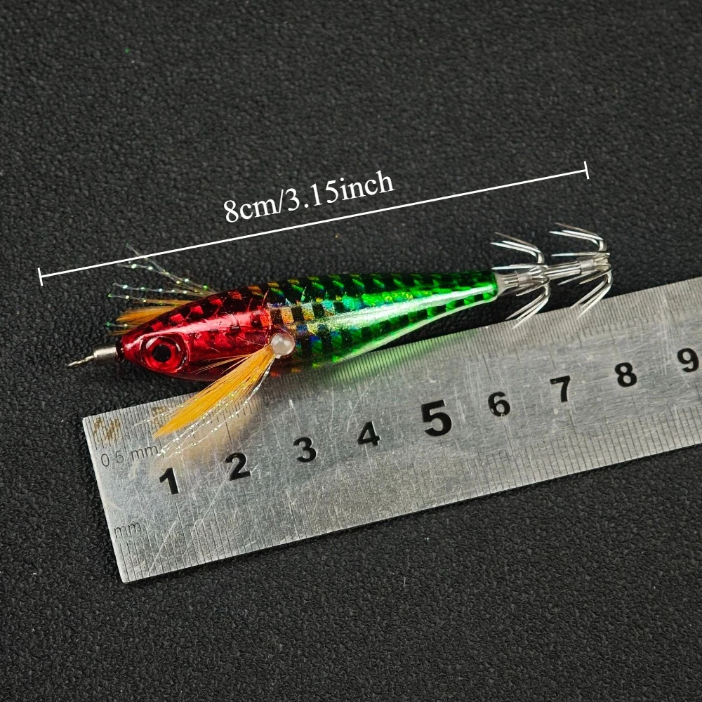 2 قطعة/المجموعة 6 جرام/8 سنتيمتر خطاف صيد على شكل سمكة أفقية المياه المالحة الروبيان الصيد السحر مضيئة خطاف صيد على شكل سمكة الحبار الصيد اكسسوارات