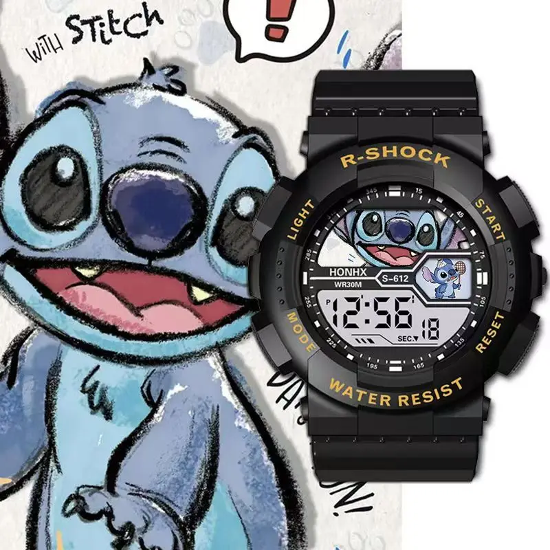 ساعة فاشن ستيتش ستار بيبي الرياضية الخارجية للأطفال متعددة الوظائف إلكترونية مقاومة للماء وإضاءة ليلية رقمية #5