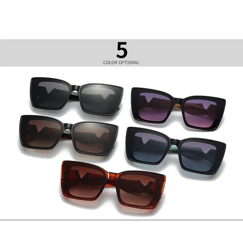 Fashion Elegant Cat Eye Sunglasses 2023 Vintage Luxury Brand Designer Black Oversized Ladies Sunglasses Square Eyewear UV400