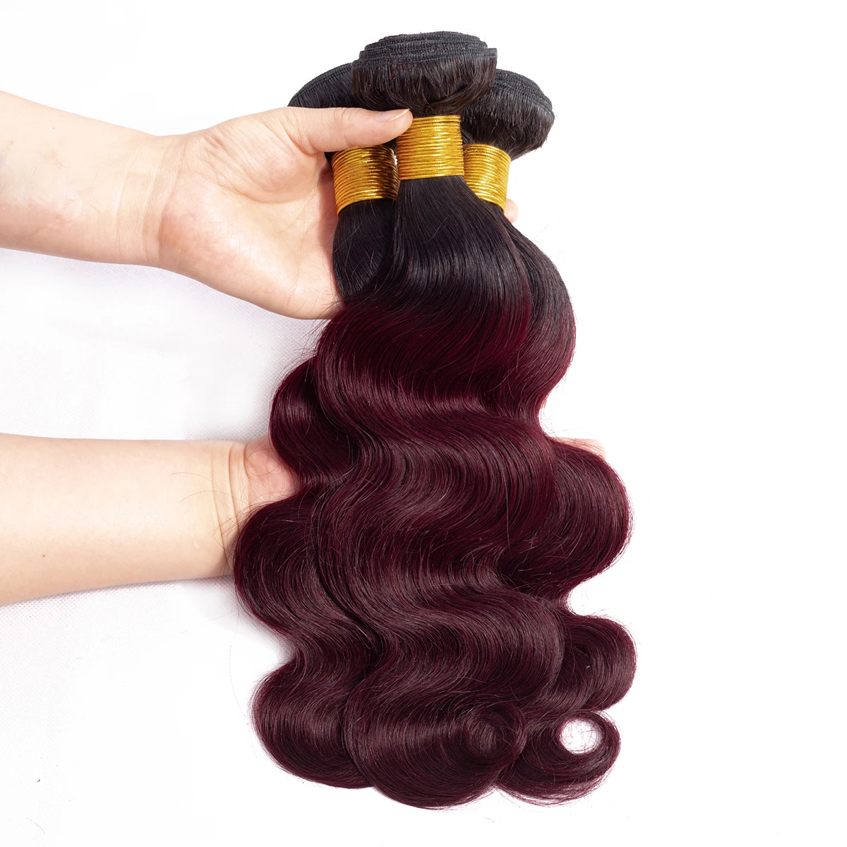 T1B/99J Body Wave Human Hair Bundles Remy Straight Hair Bundles Human Hair Weave Omber Burgundy Hair Extension HairUGo 10A Grade
