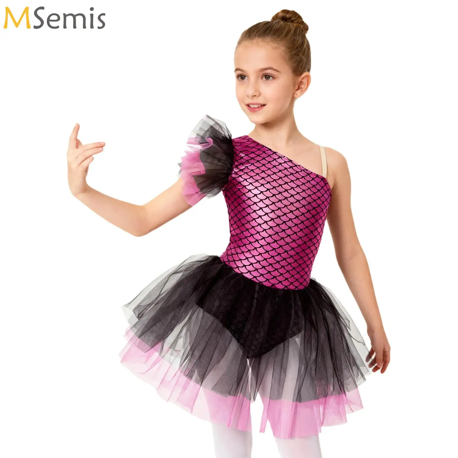 

Kids Girls Ballerina Fairy Prom Party Costume Kids Mermaid Fish Scales Dance Ballet Tutu Dress Dancewear Gymnastic Cami Leotard