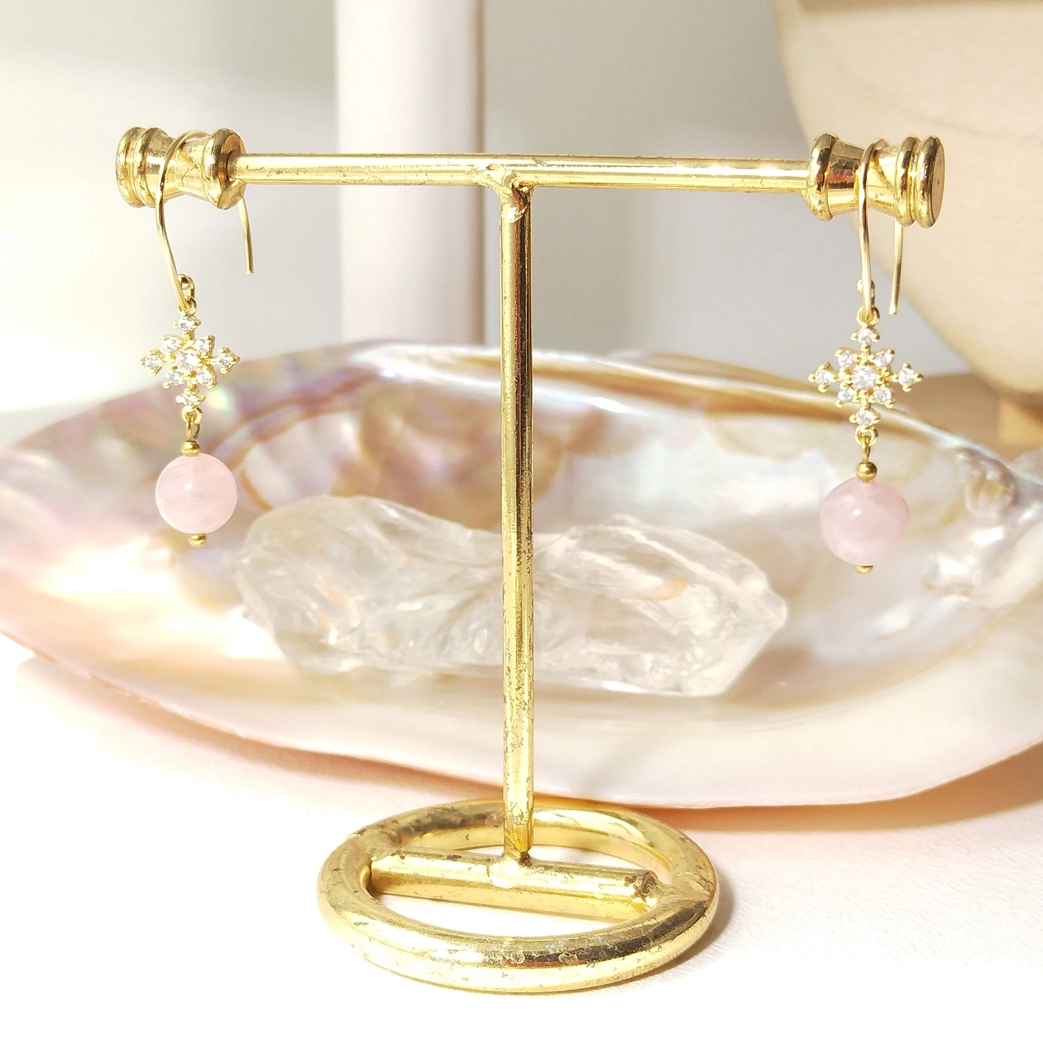 

Lii Ji Natural Stone 8mm 925 Sterling Silver 18K Gold Plated Earrings