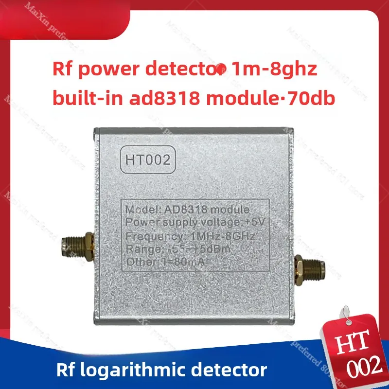 HT002 AD8318 Módulo de Medición de Potencia y Detección de RF 1MHz-8GHz