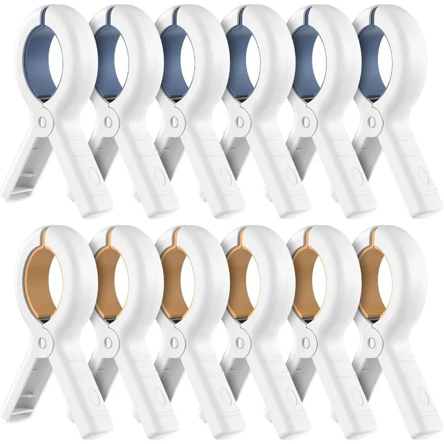 

12-упаковка зажимов для пляжных полотенец. Прочные пластиковые прищепки для одежды. Ветрозащитные зажимы для сушки белья на веревке и вешалке.