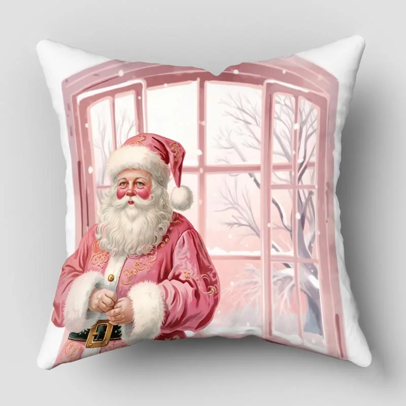 Musife Pink Christmas Pillowcase Art Square Zippered Pillow Cover 35*35,40*40,45*45cm wholesale