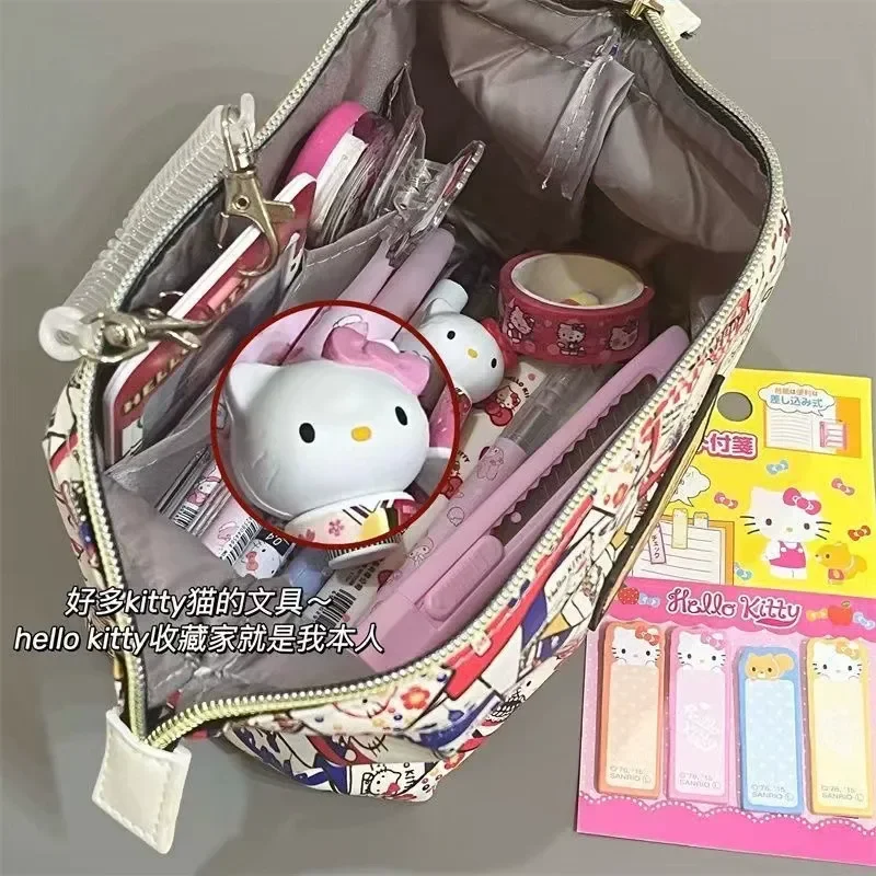 Cartoon Genuine Kt New Printing Pen Bag High Beauty Stationery Bag British Style Premium Storage Bag Makeup Bag Stationery Box