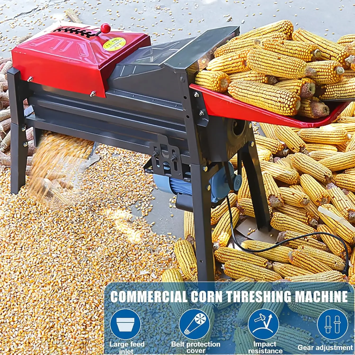 Corn Sheller, Automatic Dry Thresher Machine Peeler for on The Cob, 2800 RPM Corn Sheller Machine