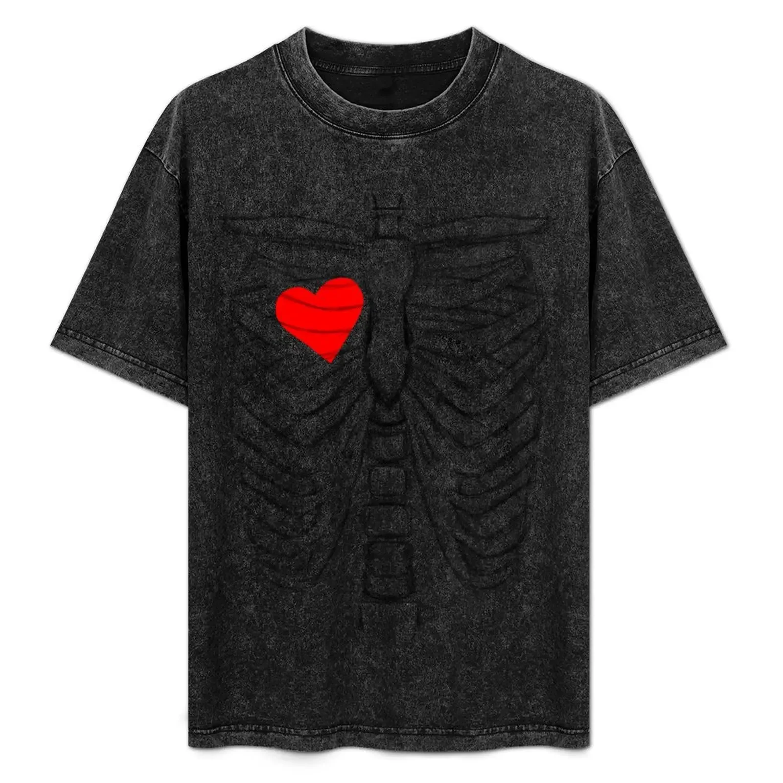 Rib cage Sketch with Heart on the right side T-Shirt cute tops summer top quick drying customizeds mens designer clothes