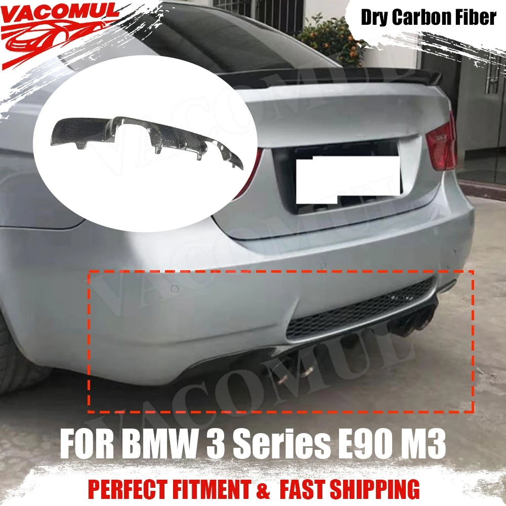 VACOMUL Carbon Fiber For BMW 3 Series E90 M3 2005-2011 Rear Bumper Lip Diffuser Hugger Cover Plate Guard Car Accessories