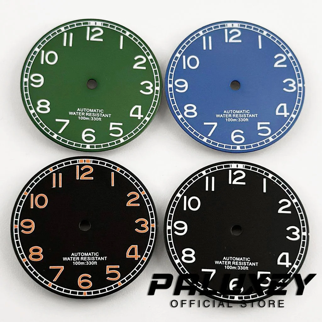 Pilot NH35 29MM With 12 Hours Number Digital Green Luminous Watch Dial For NH35 NH36 ETA 2824 Miyota 8215 Movement Watch Faces