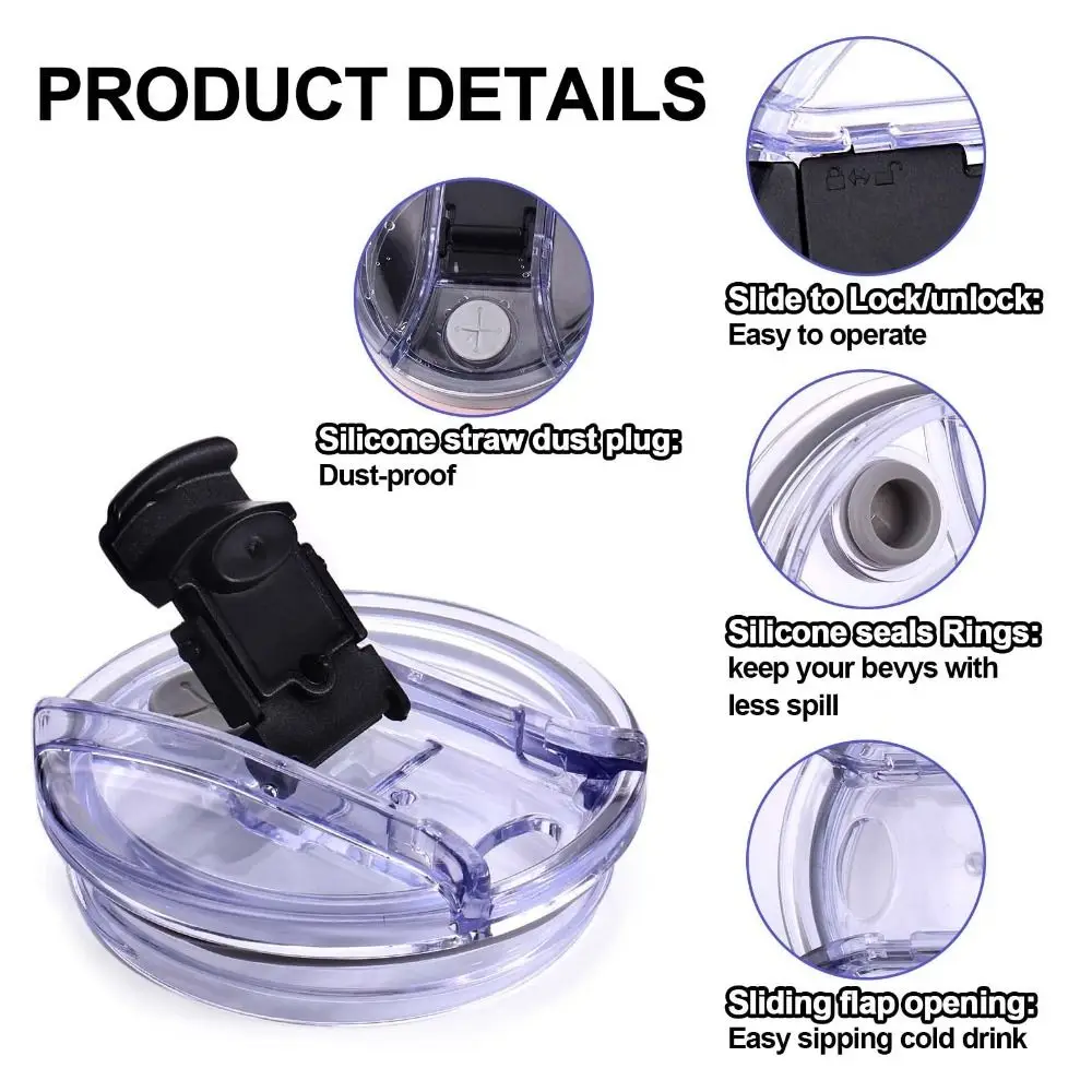1Pcs 20/30/40oz Sealing Bottle Cover Splash Spill Proof Plain Plastic Replacement Lids for  Tumbler Cup Handle Cup Lid