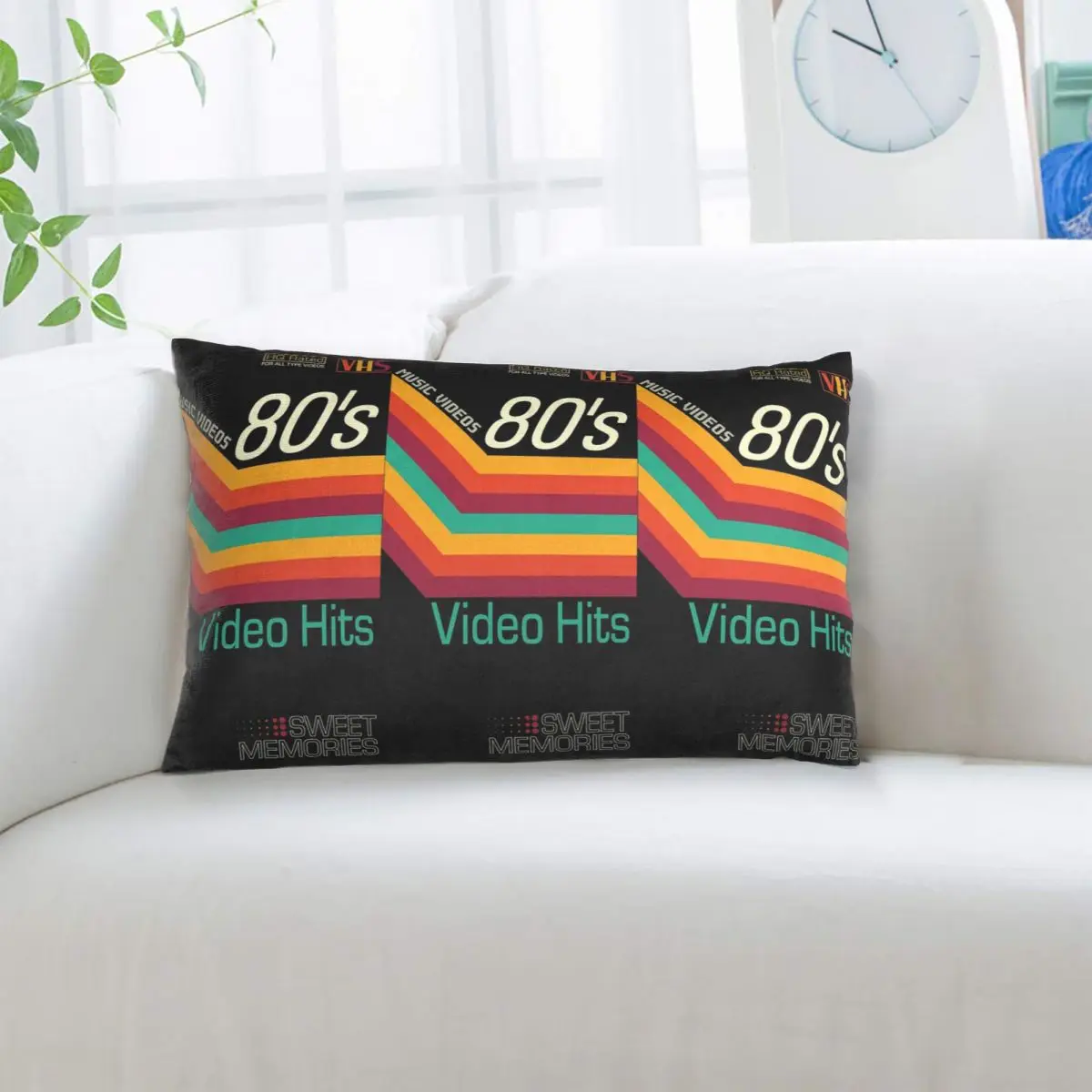 Funda de almohada rectangular con diseño de casete de vídeo musical retro VHS, decorativa para dormitorio, cama, hogar, cómoda y decorativa